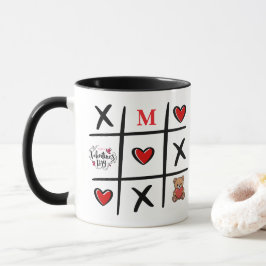 Caneca Modern Tic Tac Toe Valentines Day Initial