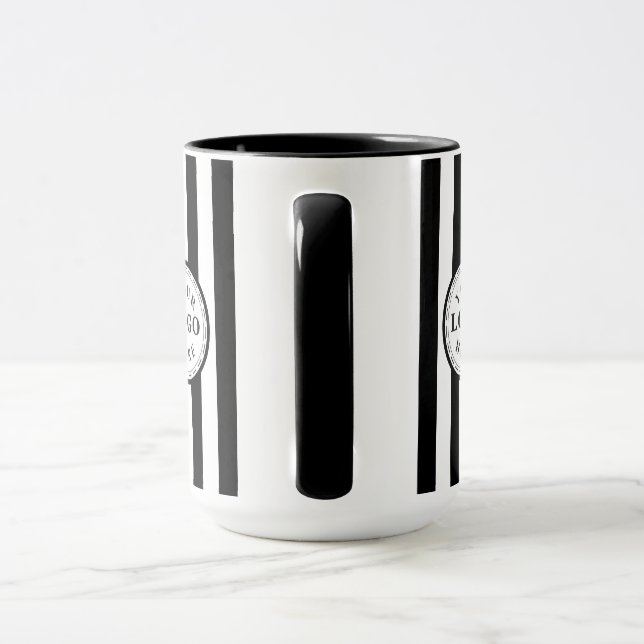 Caneca Modern White Black Stripe Custom Image (Alça)