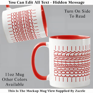 Caneca Moderna com Mensagem Oculta e Nome Vermelho