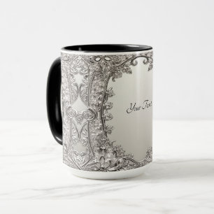 Caneca Moderna Ornada Prata