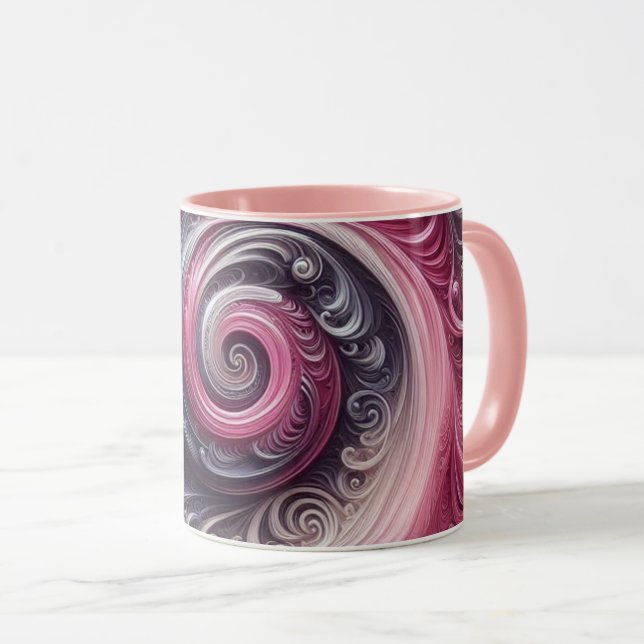 Caneca Moderno Abstrato Simples Redemoinho Rosa e Roxo (Frente Esquerda)