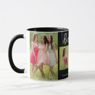 Caneca Moderno BFF Besties Foto Colagem de 3 fotos