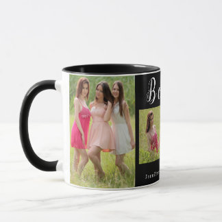 Caneca Moderno BFF Besties Foto Colagem de 3 fotos