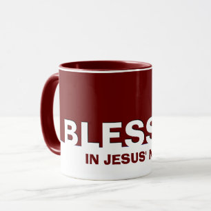 Caneca Moderno Burgundy BECIDO Em Nome De Jesus Cristão