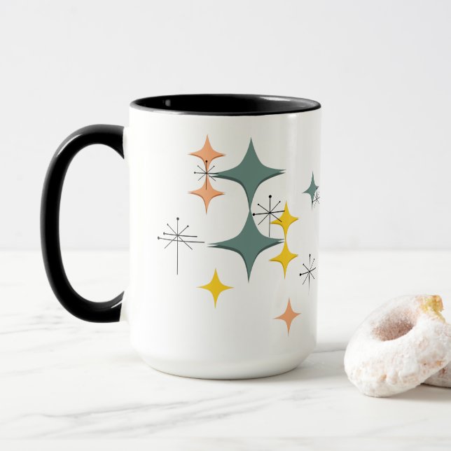 Caneca Moderno de Meados do Século Eames Atomic Starburst (Com Donut)