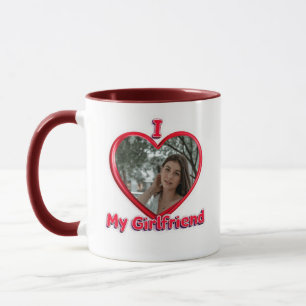 Caneca Moderno Eu Amo Minha Namorada Coração Vermelho Fot