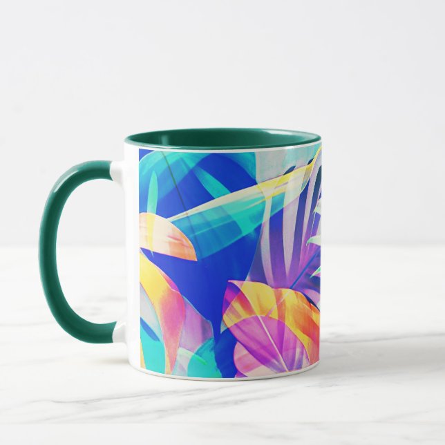 Caneca Moderno Floral Abstrato Cor Pastel (Esquerda)