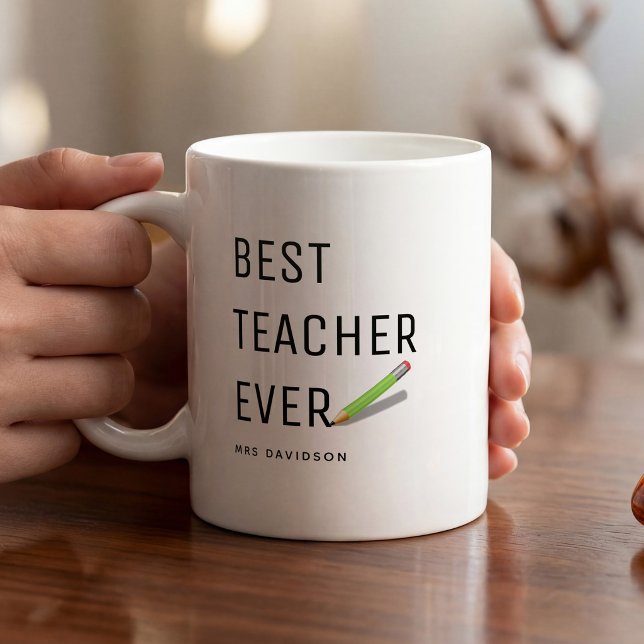 Caneca Moderno 'Melhor Professor de Todos os Tempos' Pers (Criador carregado)