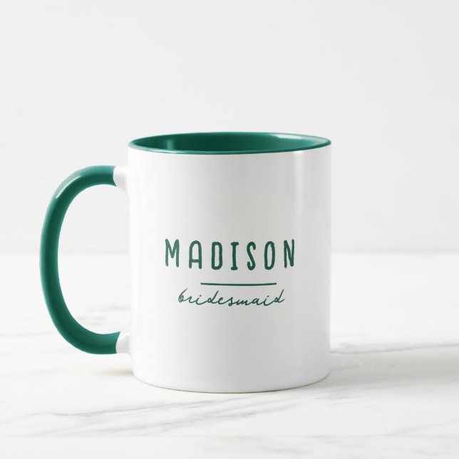 Caneca Moderno Minimalista | Bridesmaid Wedding Green (Esquerda)
