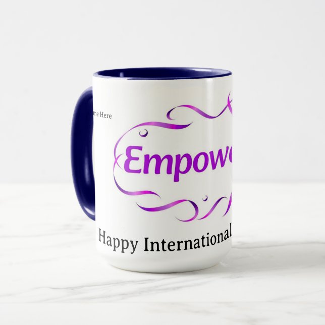 Caneca Moderno Minimalista Empoderado IWD 2026 Personaliz (Frente Esquerda)