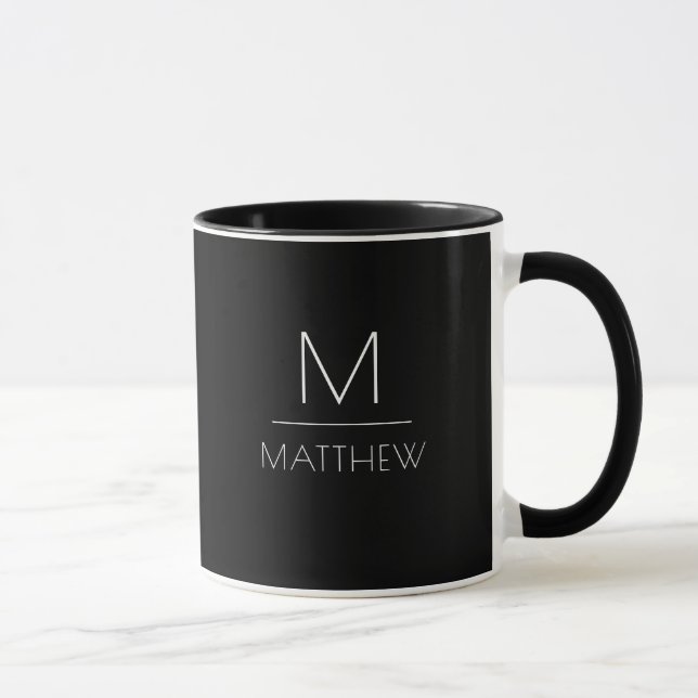 Caneca Moderno Minimalista Preto e Branco Personalizado (Direita)