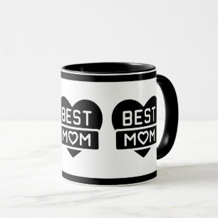 Caneca Moderno Preto Melhor Mãe Feliz Dia das Mães Coraçã
