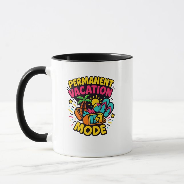 Caneca Modo de Férias Permanentes - Mug Tropical Divertid (Esquerda)