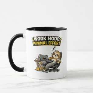 Caneca Modo de Trabalho Esforço Mínimo Preguiça Engraçada