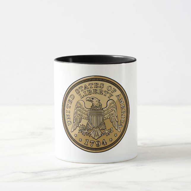 Caneca Moeda de Águia da Liberdade dos Estados Unidos Art (Centro)