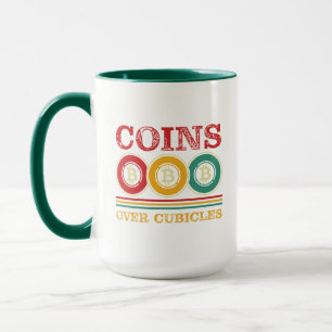 Caneca Moedas Sobre Cubículos Investimento Cripto Diverti