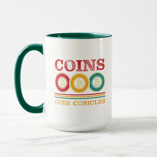 Caneca Moedas Sobre Cubículos Investimento Cripto Diverti (Esquerda)