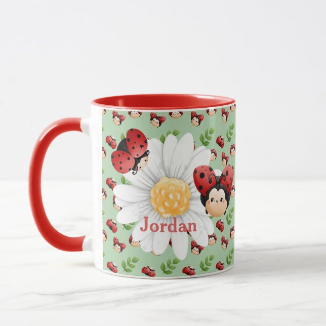Caneca Mog de Crianças Personalizadas do Padrão LadyBug B (Esquerda)