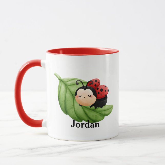 Caneca Mog de Crianças Personalizadas do Padrão LadyBug B (Esquerda)