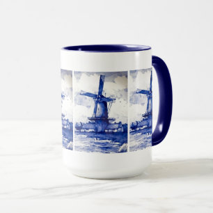 Caneca Moinho de vento do azul de Delft