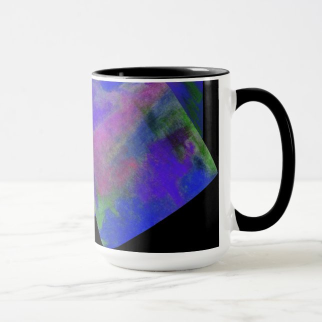 Caneca Mola de Monograma de Design Abstrato Azul (Direita)