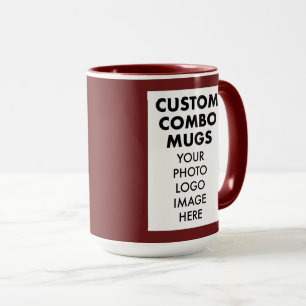 Caneca Moldura Bege Vermelho 2 x 4:6 Foto Logo Grande Com