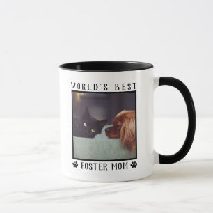 Caneca Moldura de Foto de Patinhas da Melhor Mãe de Adoçã