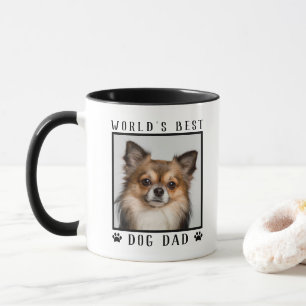 Caneca Moldura de Foto de Pet com Pegadas do Melhor Pai d