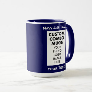 Caneca Moldura de retrato azul marinho 4:6 2 fotos Combo