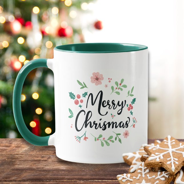 Caneca Moldura de Watercolor de Natal Feliz (Criador carregado)