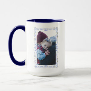 Caneca Moldura Desenhada à Mão Elegante Imagem Personaliz
