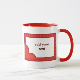 Caneca Moldura vermelha romântica com corações