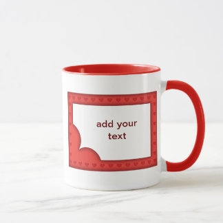Caneca Moldura vermelha romântica com corações
