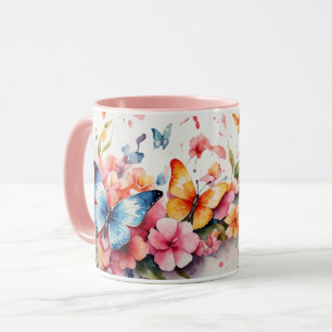 Caneca Molho de Flor de Borboleta Cor-de-Cobra Cor-de-Águ