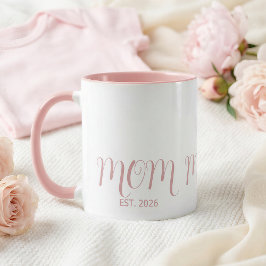 Caneca Mom Established Sweet Pink Script New Mom Gift 