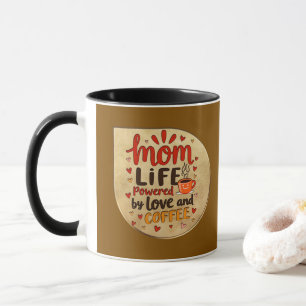 Caneca Mom Life Powered by Love and Coffee – Badge Style