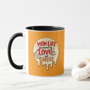 Caneca Mom Life Powered by Love and Coffee – Fun Design