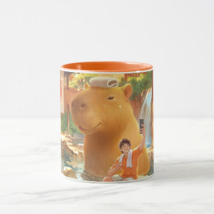 Caneca Momento de Fonte Termal: Arte de Selfie de Capivar