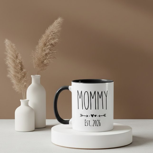 Caneca Mommy Est 2026 Pregnancy Minimalist Personalized  (Criador carregado)