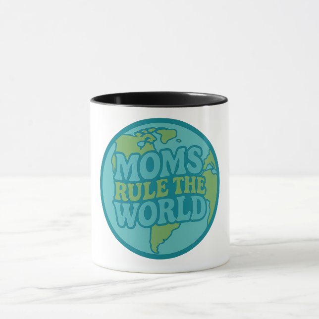 Caneca Moms Rule the World Groovy Globe (Centro)