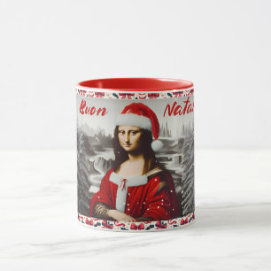 Caneca Mona Lisa Buon Natale Natale Classic Mug, 11 oz