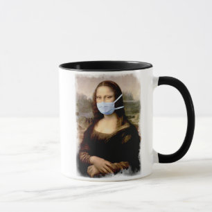 Caneca Mona Lisa com Máscara Da Vinci Caçoando As Artes