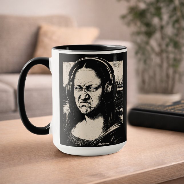 Caneca Mona Lisa Rosto de Bateria Amantes de Música DJs E (Left)