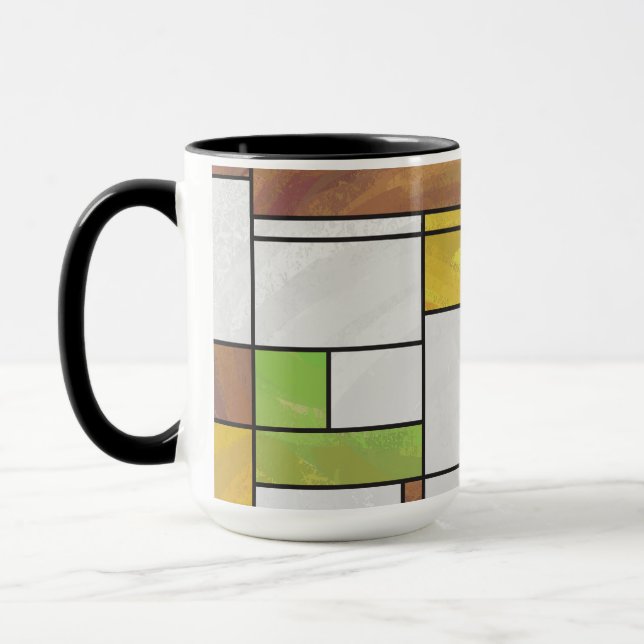 Caneca Mondrian Brown Yellow Impressão (Esquerda)