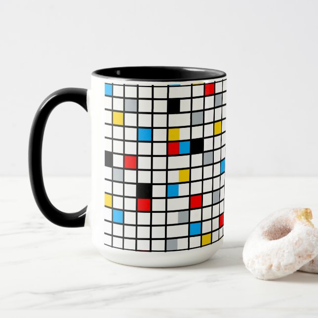 Caneca Mondrian Mania Retro (Com Donut)