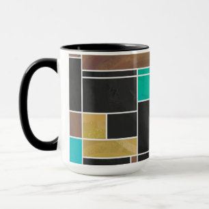 Caneca Mondrian Teal Brown Impressão