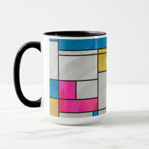 Caneca Mondrian Yellow Blue Impressão