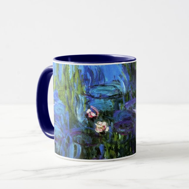 Caneca Monet - Lírios-Água, azul-indigo, (Frente Esquerda)
