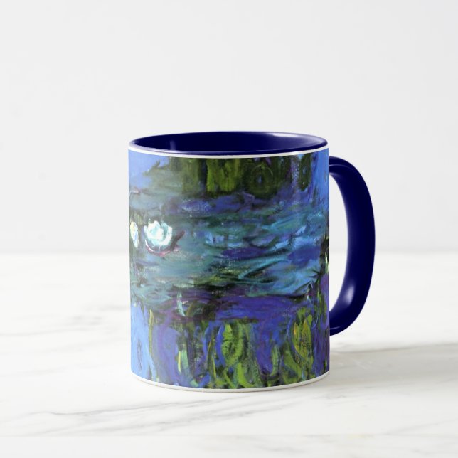 Caneca Monet - Lírios De Água, Indigo Azul, (Frente Esquerda)