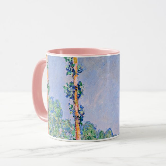 Caneca Monet - Poplars, Efeito Rosa (Frente Esquerda)